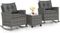 3 Piece Patio Furniture Rocking Bistro Set, Wicker.