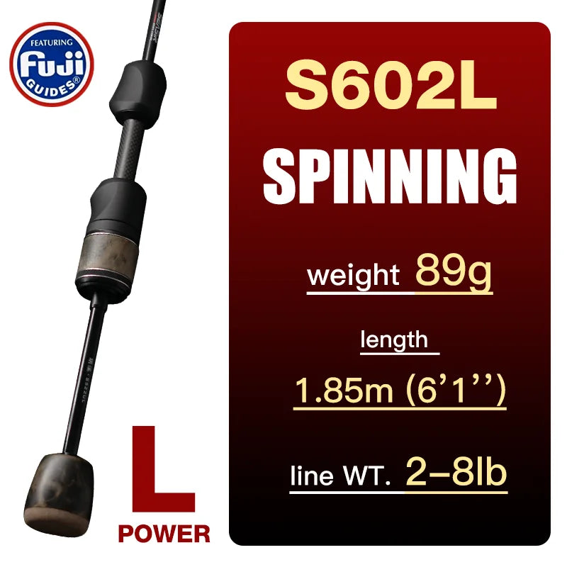 Stream Baitcasting Fishing Rods Ultralight Carbon Solid Wood Handle.