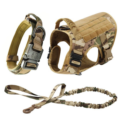 Tactical Dog Harness Leash Collar Pouches for Medium Large Dogs Training.