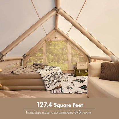 8-10 Person , Large Inflatable Camping Tent with Stove Jack