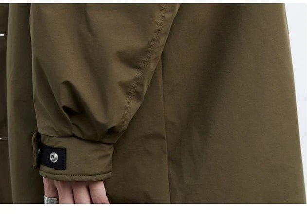 New Fake Two Pieces Long Hooded Long Trench Coat Men's.