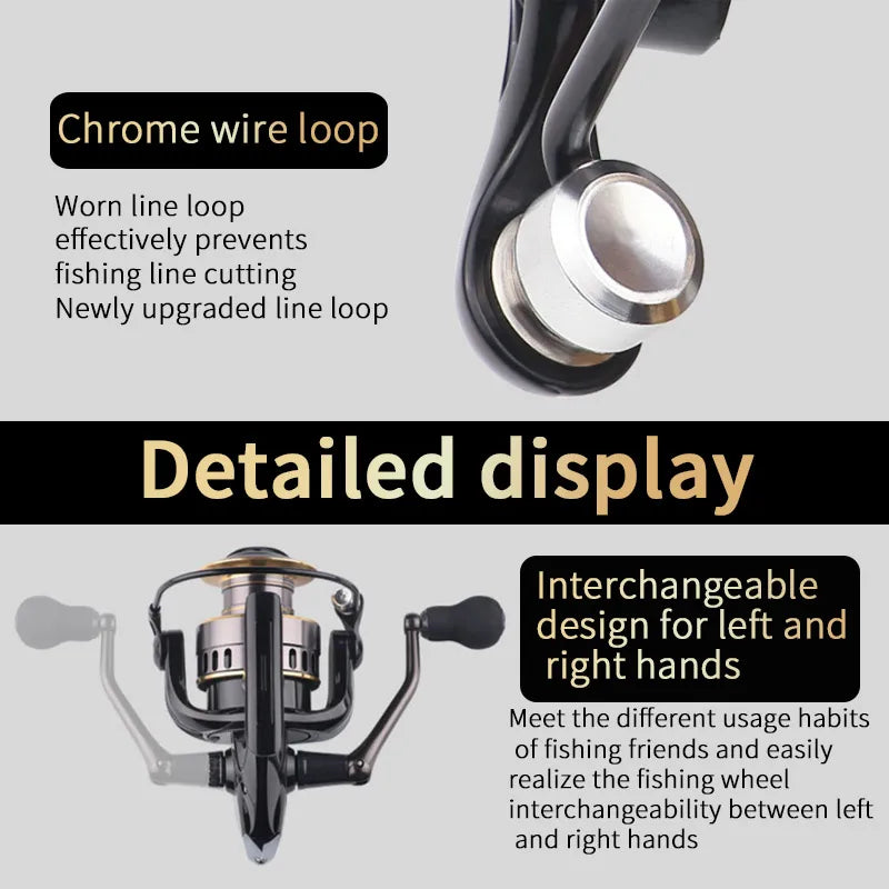 Fishing Reel, He1000-7000 Series, 5.2:1 Gear Ratio, 22.05lb Left/Right Hands Can Be Changed.