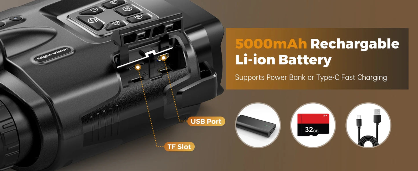 Night Vision Binoculars  Rechargeable 8X Digital Zoom