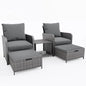 5 Piece Wicker Patio Furniture Set with Side Table.