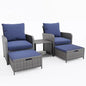 5 Piece Wicker Patio Furniture Set with Side Table.