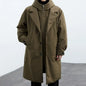 New Fake Two Pieces Long Hooded Long Trench Coat Men's.