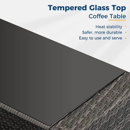 4 Piece Outdoor Patio Furniture Sets, Wicker.