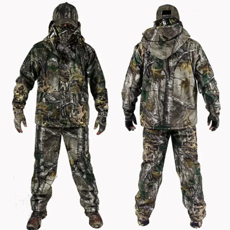 Winter Bionic Ghillie Suit Real Camouflage Jacket Pants Set.