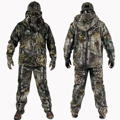 Winter Bionic Ghillie Suit Real Camouflage Jacket Pants Set.