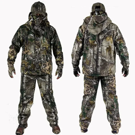 Winter Bionic Ghillie Suit Real Camouflage Jacket Pants Set.