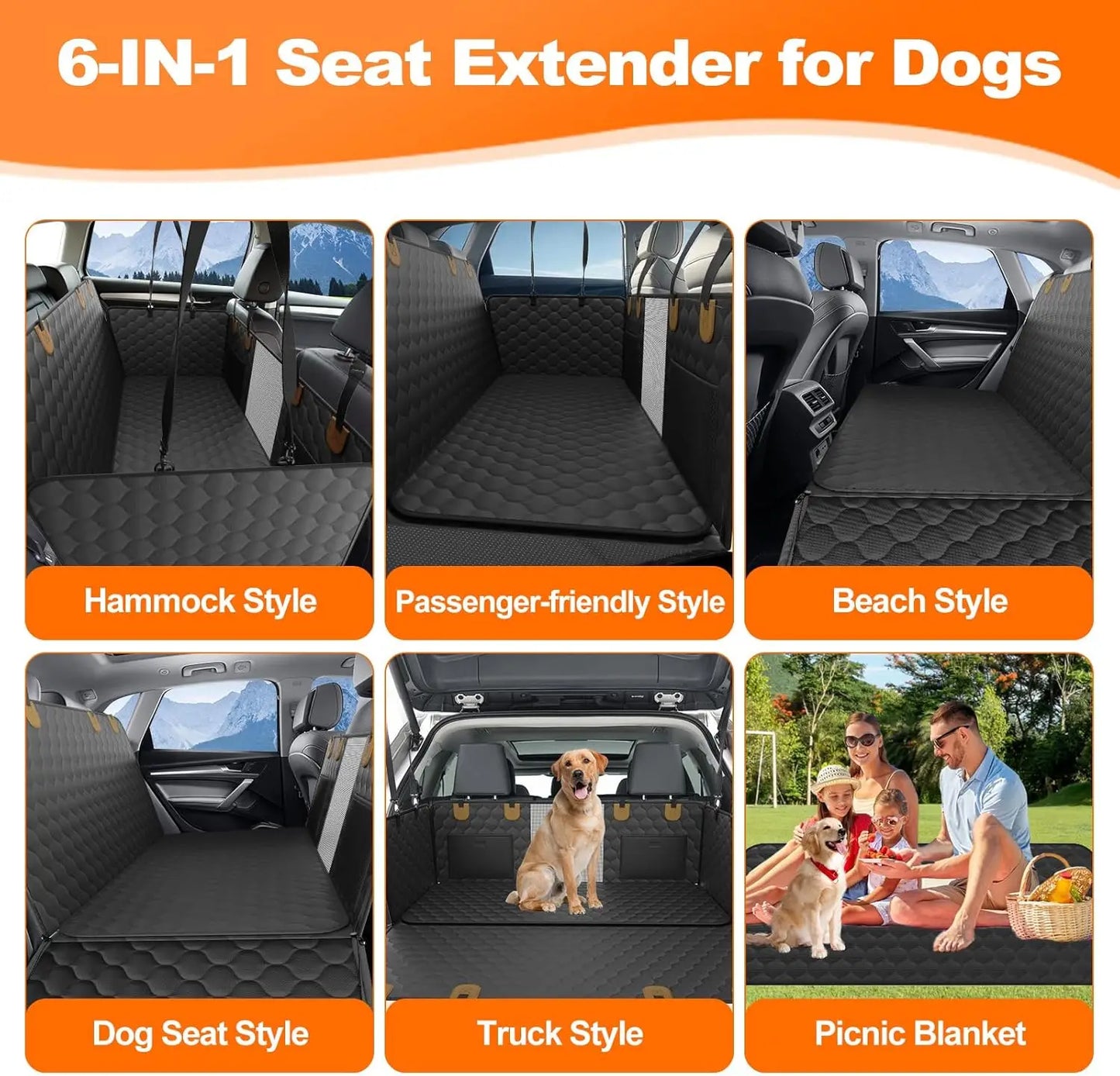 Back Seat Extender for Dogs Hammock for Car Back seat Dog Car Seat Cover.