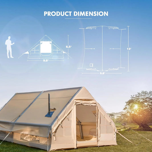 8-10 Person , Large Inflatable Camping Tent with Stove Jack
