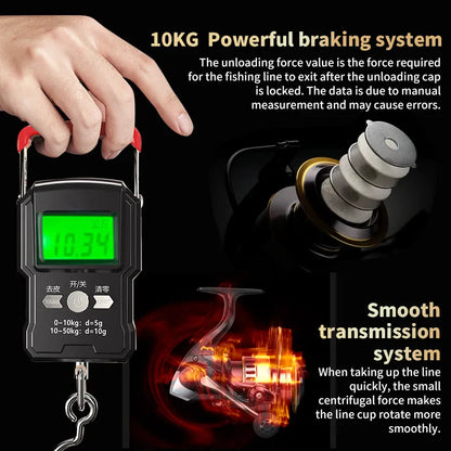 Fishing Reel, He1000-7000 Series, 5.2:1 Gear Ratio, 22.05lb Left/Right Hands Can Be Changed.