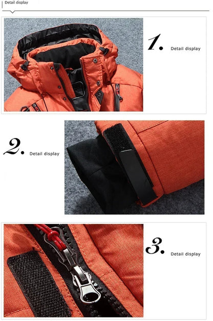 Men White Duck Down Parkas -20 Degree Winter Jacket Men's.