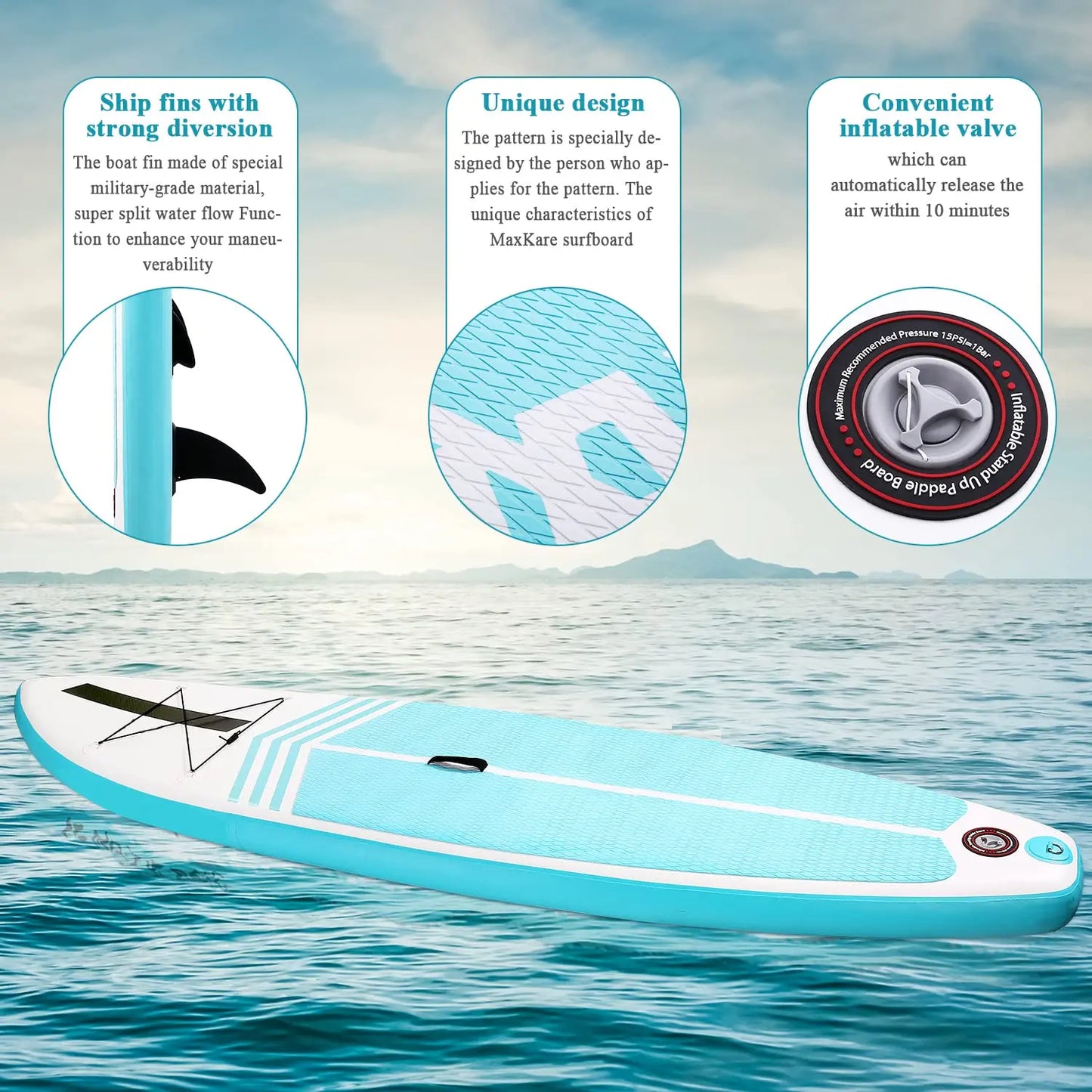 Inflatable Paddle Board with Paddleboard Accessories Triple Action Pump.