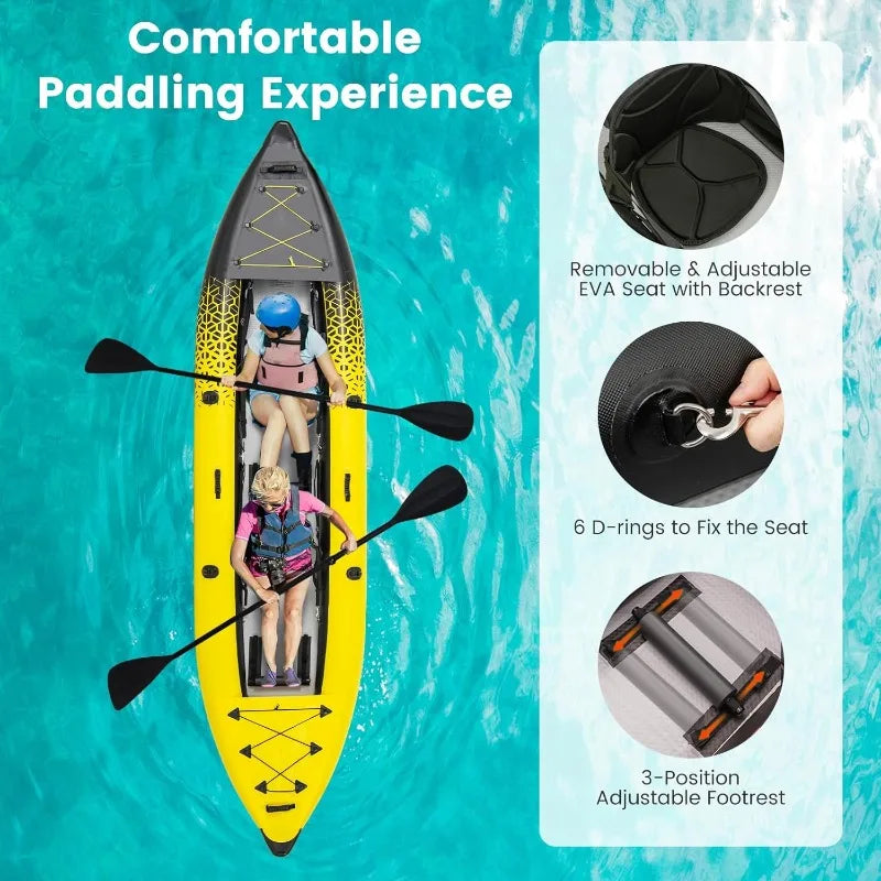 , 12.5Ft 507lbs Tandem Kayak with 2 Aluminum Paddles,