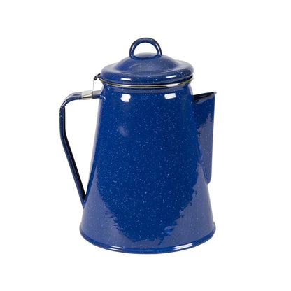 Enamel Percolator Coffee Pot 8 Cup Easy Pour Spout Includes Stem Basket.
