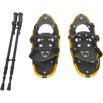 21Inch Aluminum Snowshoes with Adjustable Trekking Poles.