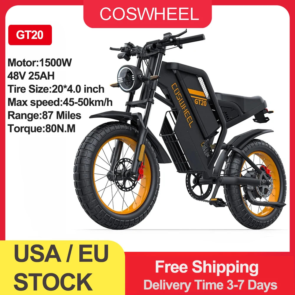 Electric bike for Adult 2000W 60V Off-Road Motorcycle 20Inch.