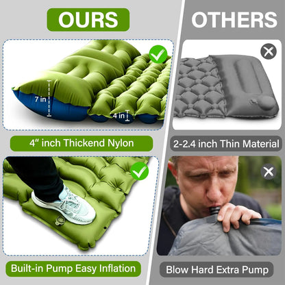 WESTTUNE Double Sleeping Pad 4" Thick for 2 Person with Pillow.