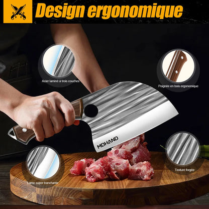 Wood Handle Handmade Forged Meat Cleaver