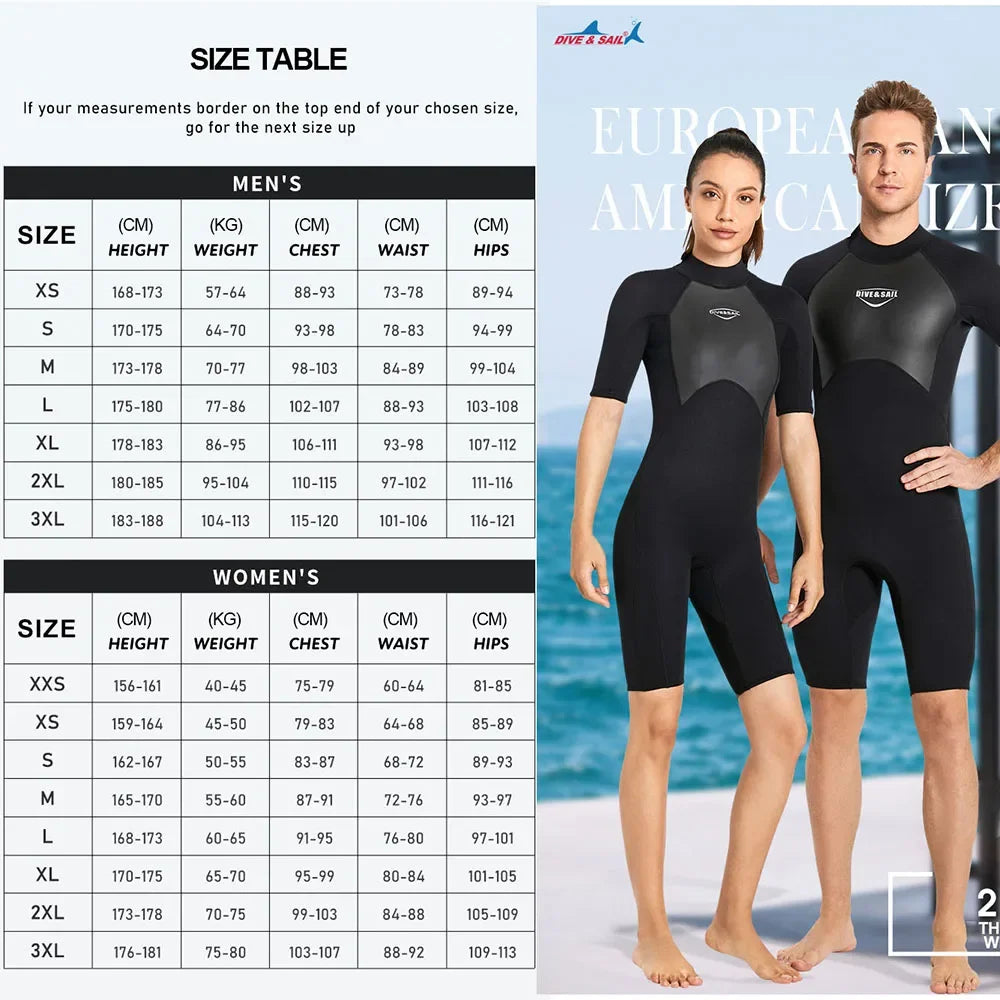 2mm Diving Suit Short Sleeve Warm Wetsuit.