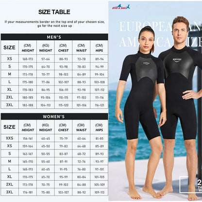 2mm Diving Suit Short Sleeve Warm Wetsuit.