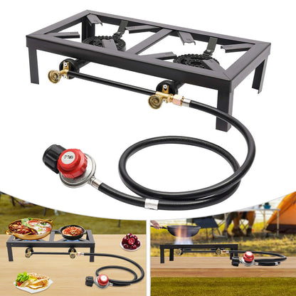 Cast Iron Double Burner Outdoor Camp Stove Propane.