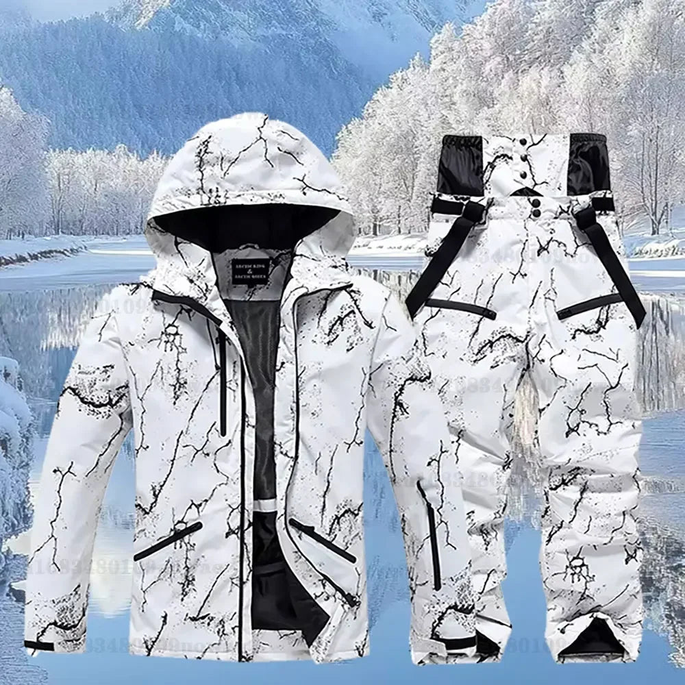 Winter Ski Suit Set -30℃ Cold Snowboard Wear Men/Women Ski Suit Waterproof.