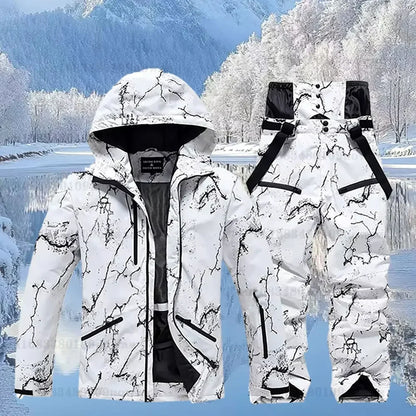 Winter Ski Suit Set -30℃ Cold Snowboard Wear Men/Women Ski Suit Waterproof.