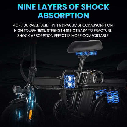 Foldable electric bicycle 500W LED display 3 Modes 14inch tire.