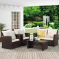 4 Piece Outdoor Patio Furniture Sets, Wicker.