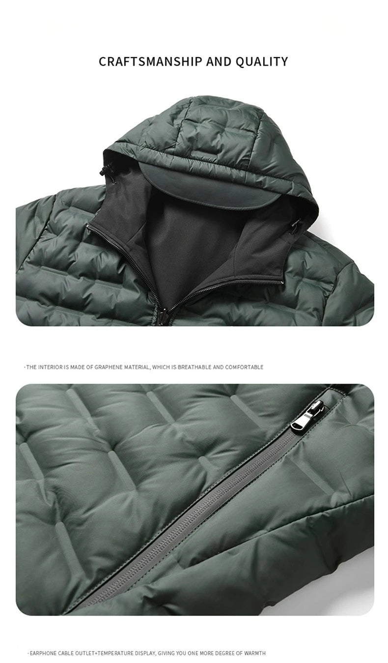 Winter Warm Padded Snow Coat Men's -20 Degree Hooded Outdoor Thick Parka.