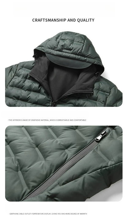 Winter Warm Padded Snow Coat Men's -20 Degree Hooded Outdoor Thick Parka.