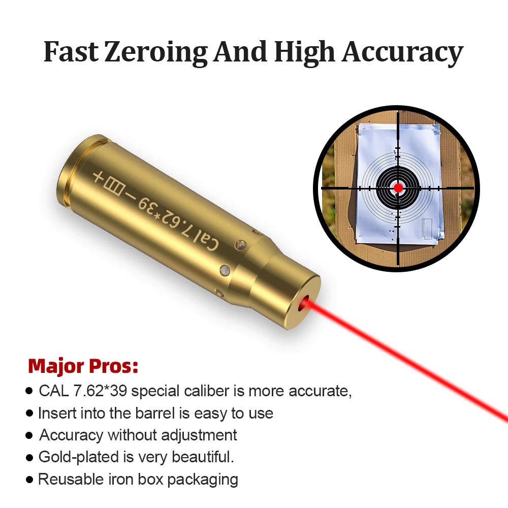 7.62X39 Optics Cartridge Red Dot Brass Bore sighter.