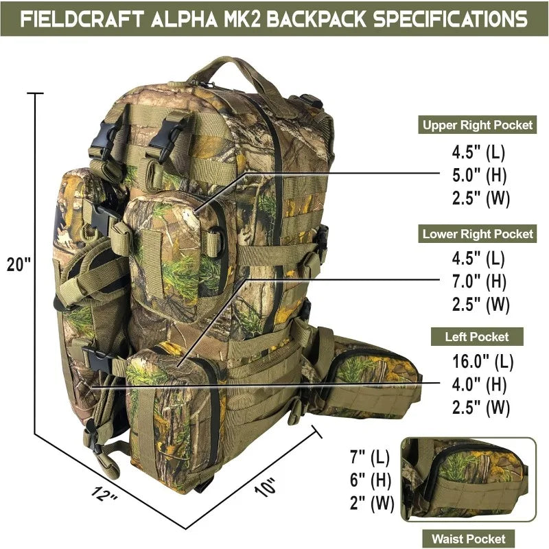 FIELDCRAFT Hunting Backpack Daypack for Rifles, Bows.