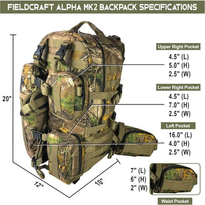 FIELDCRAFT Hunting Backpack Daypack for Rifles, Bows.