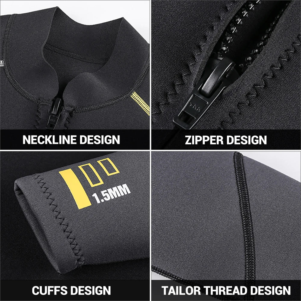 1.5mm 3mm Men Wetsuit Neoprene Scuba Diving Suit One-piece Zipper.