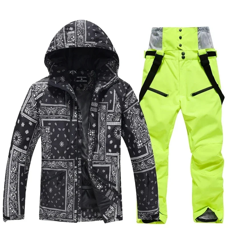 Winter Ski Suit Set -30℃ Cold Snowboard Wear Men/Women Ski Suit Waterproof.