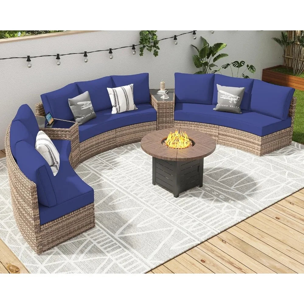 Furniture Sets, 3 Piece Half-Moon Sectional Round Sofa Set.