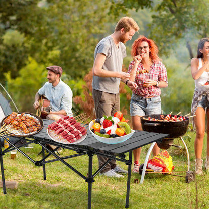 Folding Camping Table Multi Functional Black Portable Roll Up Outdoor Table 47.24in .