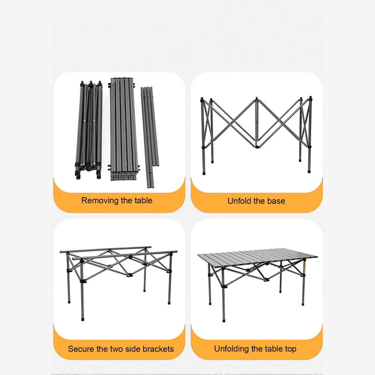 Folding Camping Table Multi Functional Black Portable Roll Up Outdoor Table 47.24in .