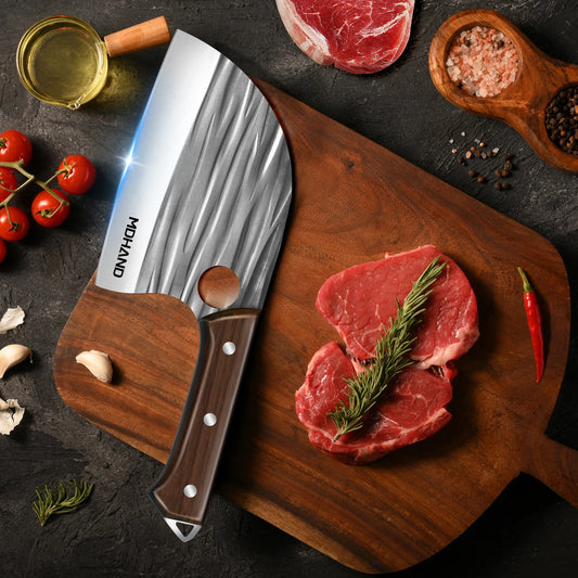 Wood Handle Handmade Forged Meat Cleaver