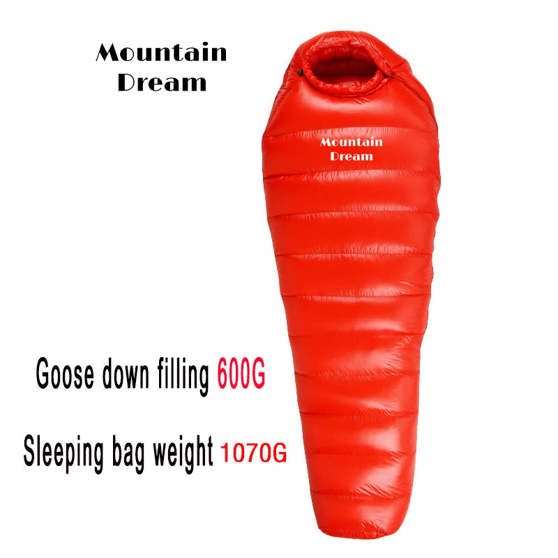 Sleeping Bag Adult Mummy White Goose Down Warm Three Seasons.