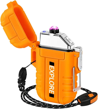 Waterproof Electric Lighter Windproof Dual Arc USB Rechargeable Flameless Plasma Lighters.