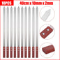 10pcs Commercial Barbecue Skewers Stainless Steel Large Wooden Handle