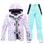 Women Ski Suit Winter Windproof Waterproof Snowboarding Jacket and Pants.