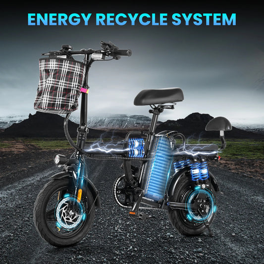 Foldable electric bicycle 500W LED display 3 Modes 14inch tire.