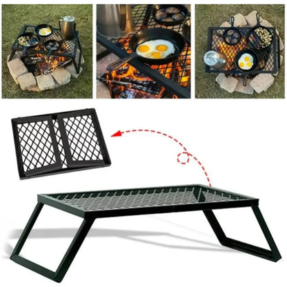 Folding Outdoor Camping BBQ Grill, Picnic Campfire Pit Over Fire Cooking Grate for Outdoor Camping Family Small Gathering Party