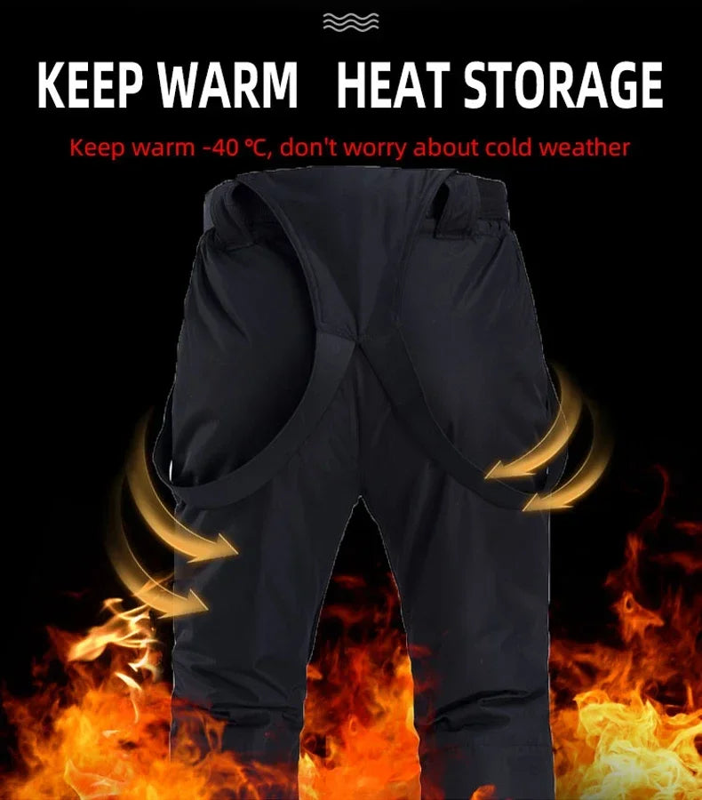 New Thermal Winter Skiing Down Jacket Ski Suit Men Snowboard pants Warm Snowmobile Clothing.